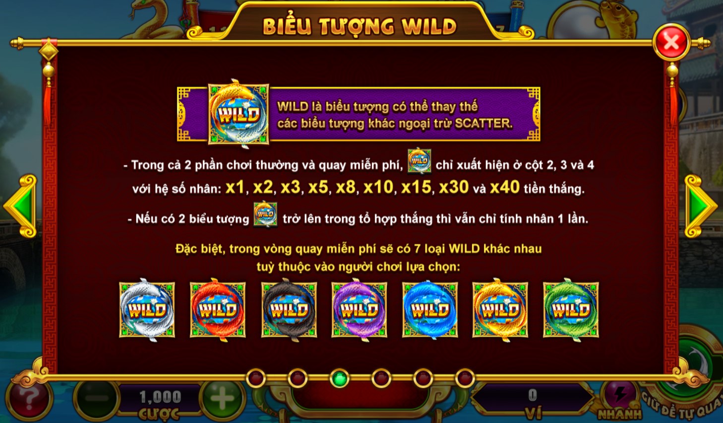 Biểu tượng Wild trong Nổ hũ Táo Quân có hình hai chú cá chép vàng