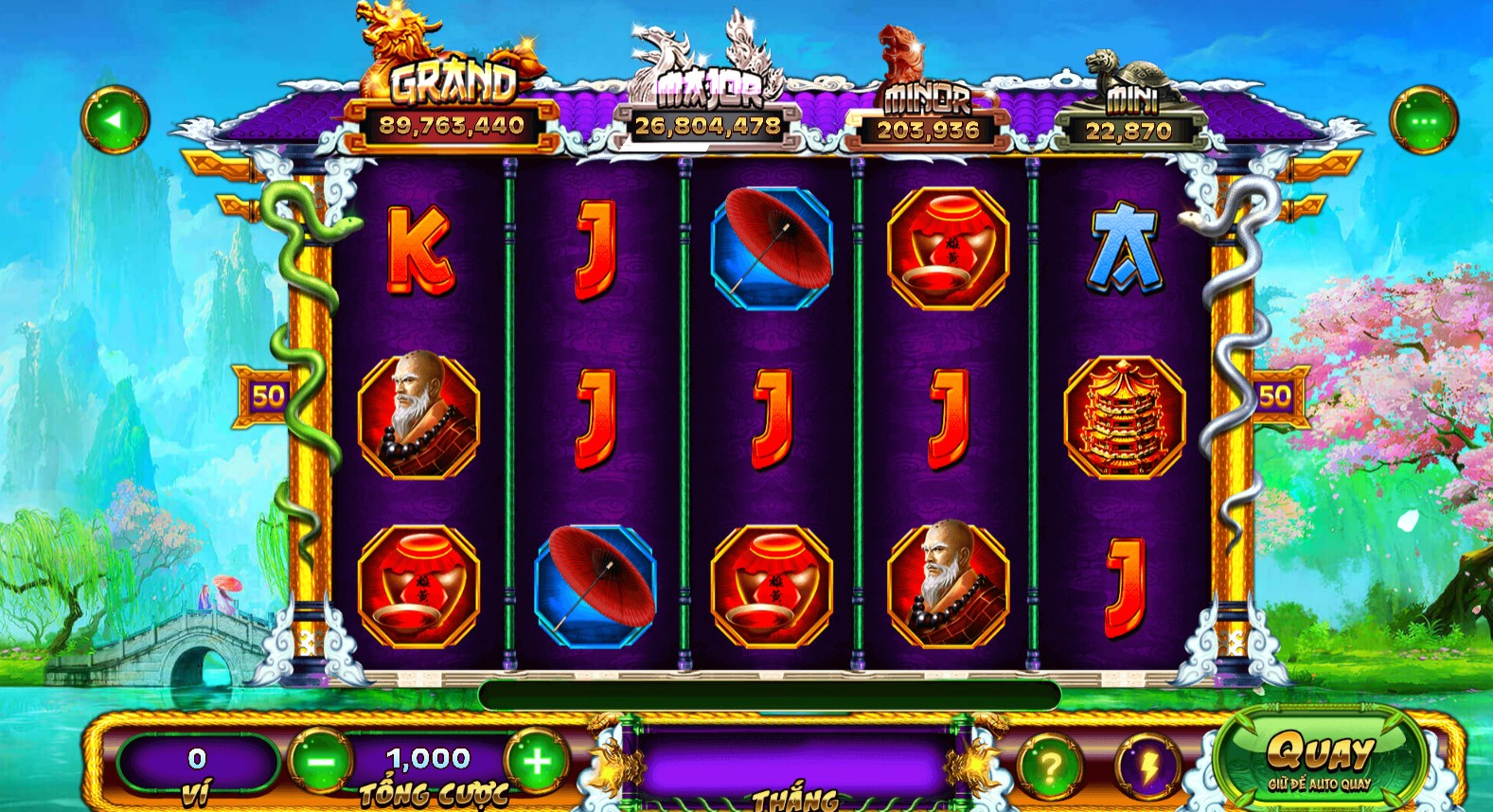 Giao diện game slot Thanh Xà Bạch Xà