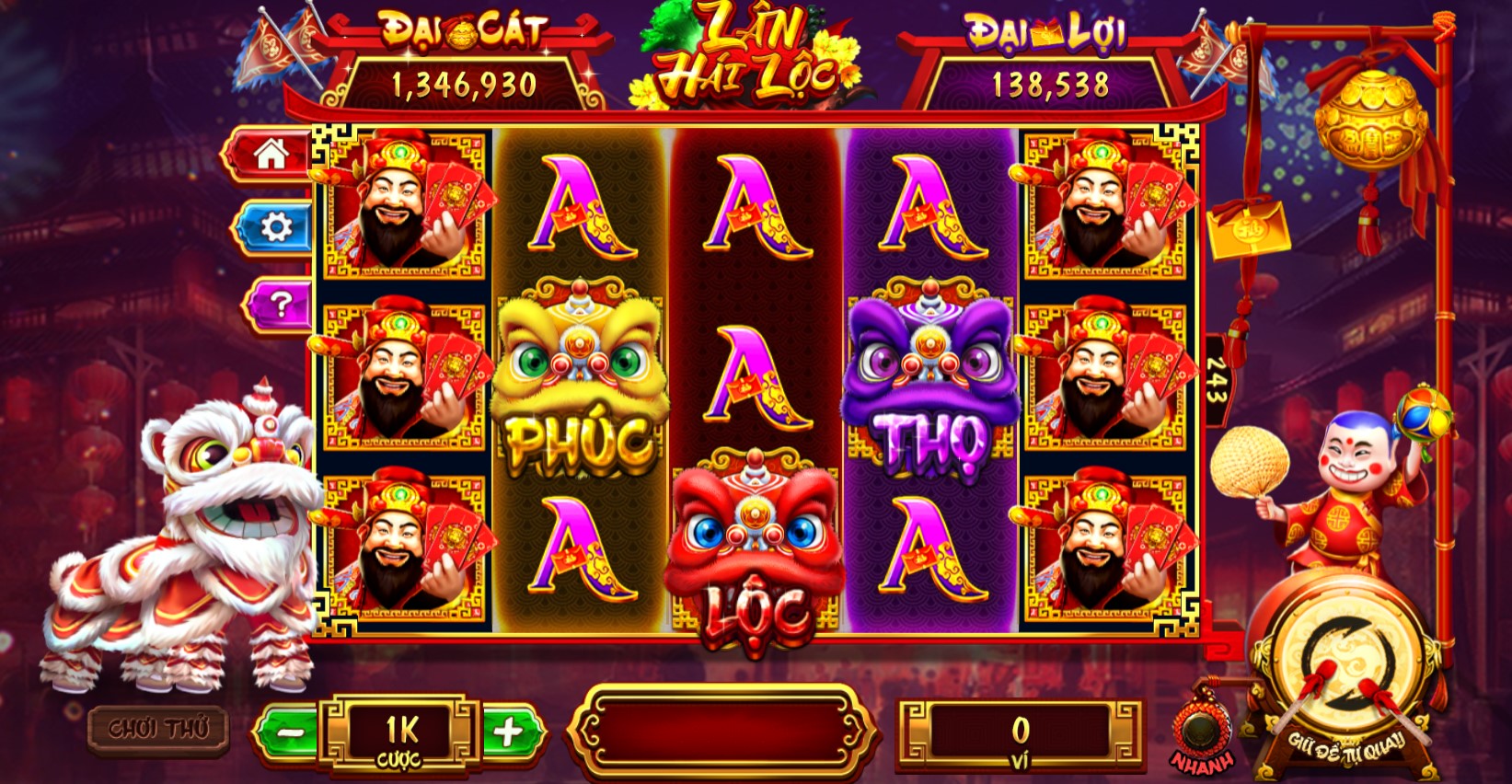 Nổ hũ Lân Hái Lộc là một trò chơi slot video được xây dựng dựa trên chủ đề Tết Nguyên Đán