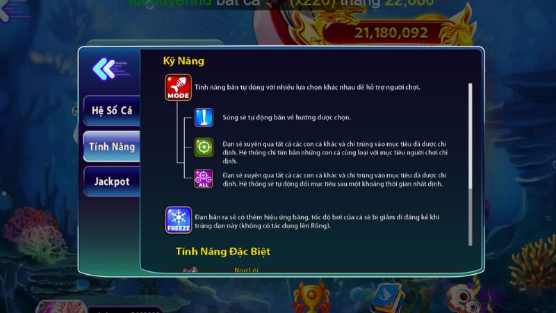 Các kỹ năng bắn hỗ trợ trong game Vua Bắn Cá King88