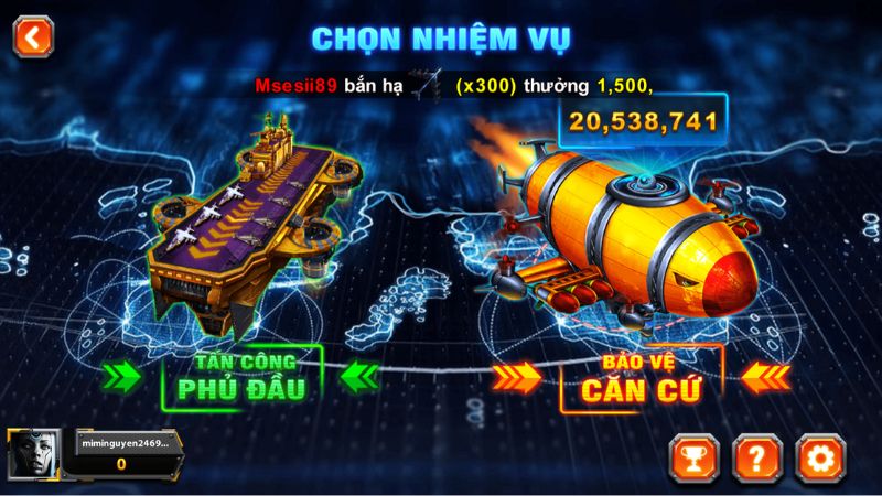 Các nhiệm vụ trong game bắn cá Đại Chiến B52