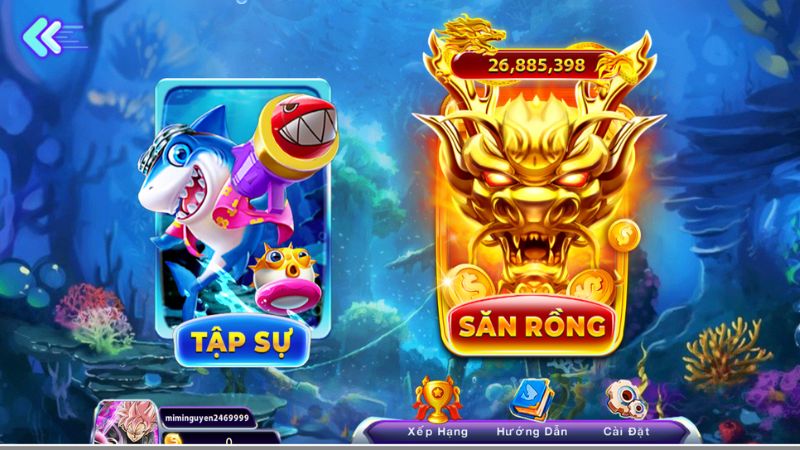 Các phòng chơi trong game Vua Bắn Cá King88